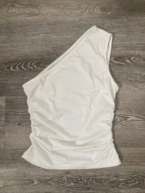One-Shoulder White Women’s Top